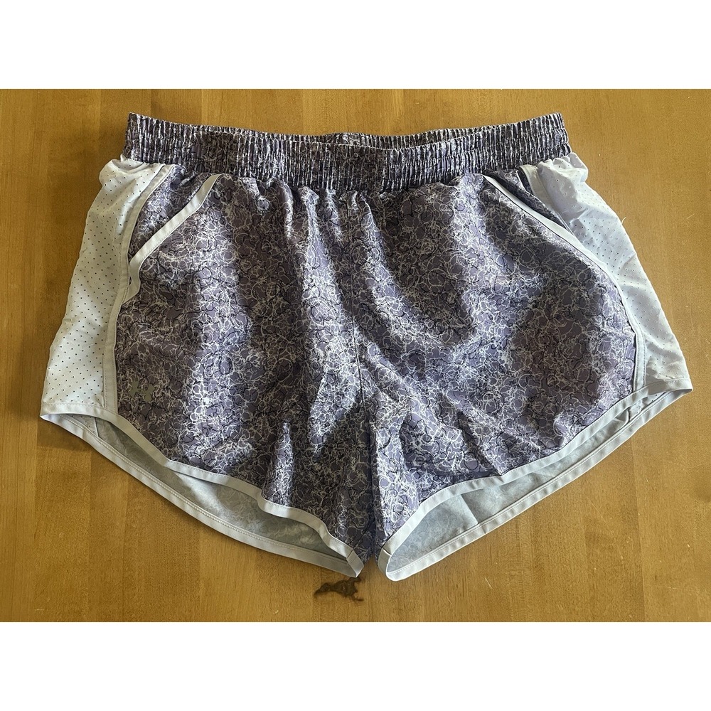 Under Armour Shorts Womens Sz M Purple HeatGear Lined Running Athletic Gym